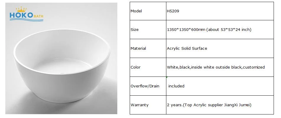 China Factory Customize Round Bathtub Acrylic Freestanding Bathroom Bathtub